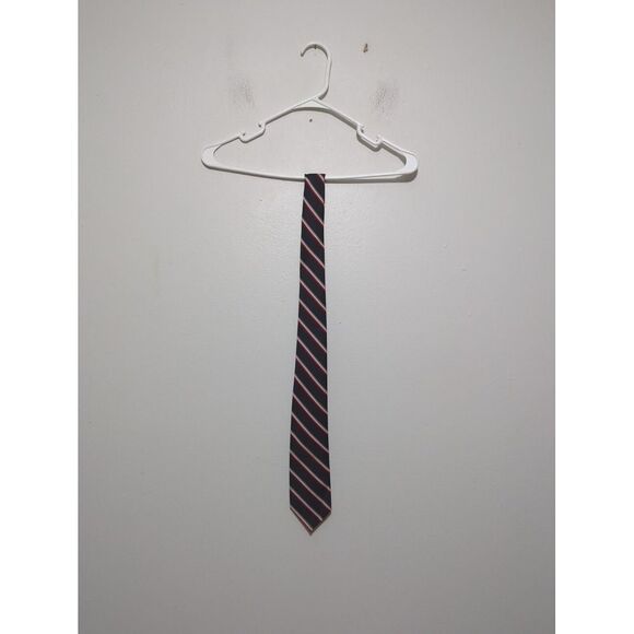 Striped Mens Necktie Polyester Black Red - Picture 1 of 5